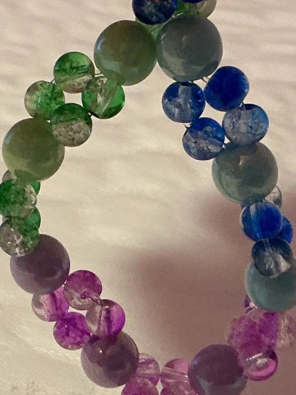 Pink and Teal Beaded Stretch Bracelet - Women's Jewelry
